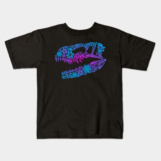 Dia De  Los Muertos Tyranosaurus Rex Kids T-Shirt by DrPeper